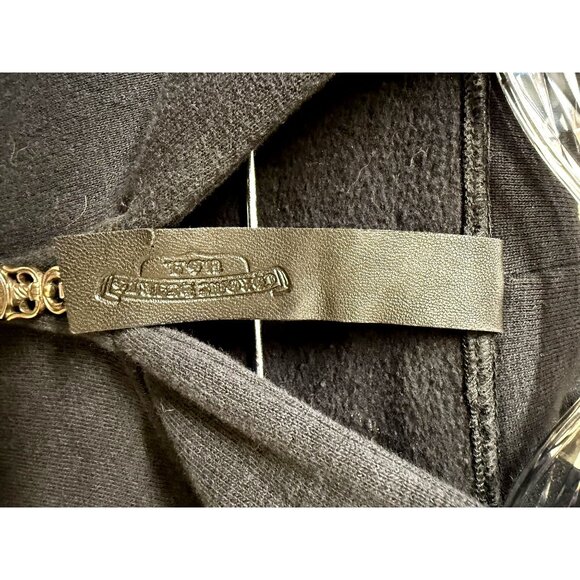 Chrome Hearts Black Hoodie W/ Leather Sleeves & Gothic Cross Details Full Zip Co - Picture 3 of 16